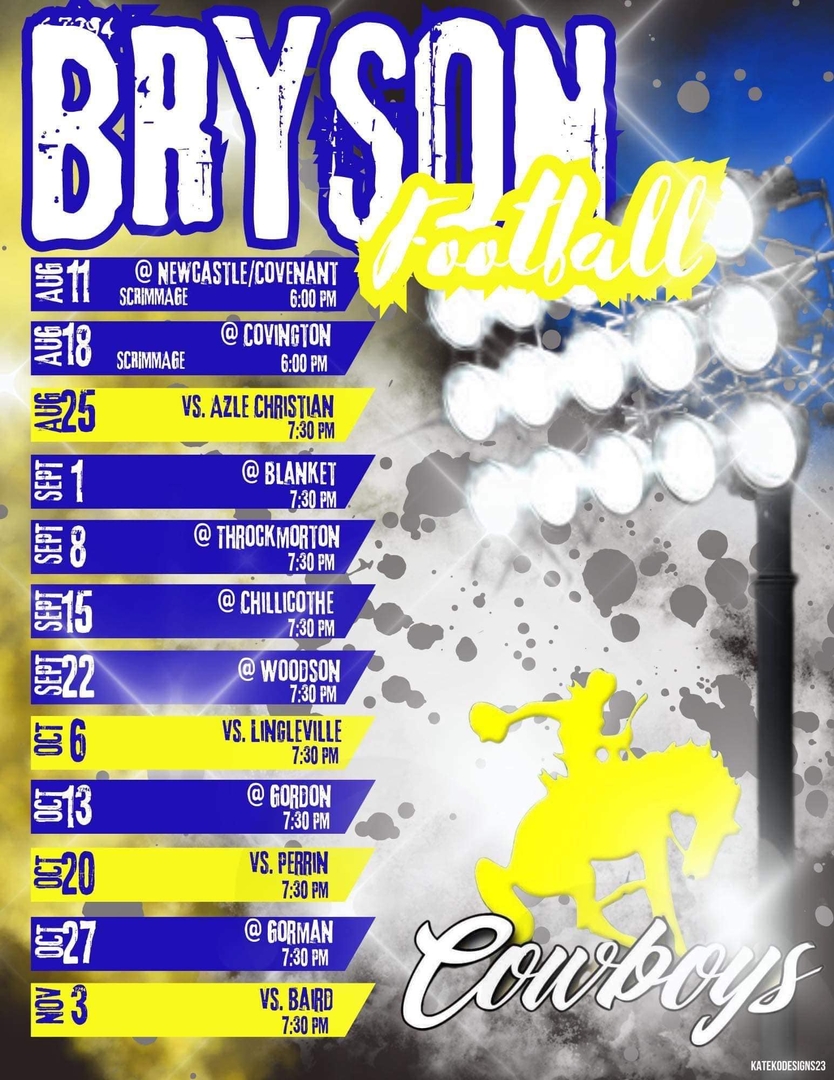 Bryson ISD Football Schedule